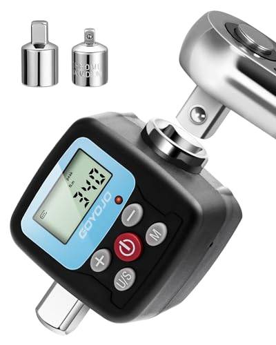 GOYOJO Digital momentnyckel, 1/2 tum 1/4 tum 3/8 tum vridmoment adapter set hög noggrannhet 4 vridmomentenheter 2 lägen för bil cykel motorcykel och hemreparation (340 N.m)
