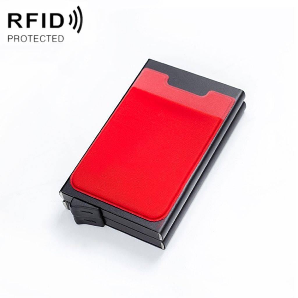 RFID-blockerande korthållare i aluminiumlegering – Svart/Röd