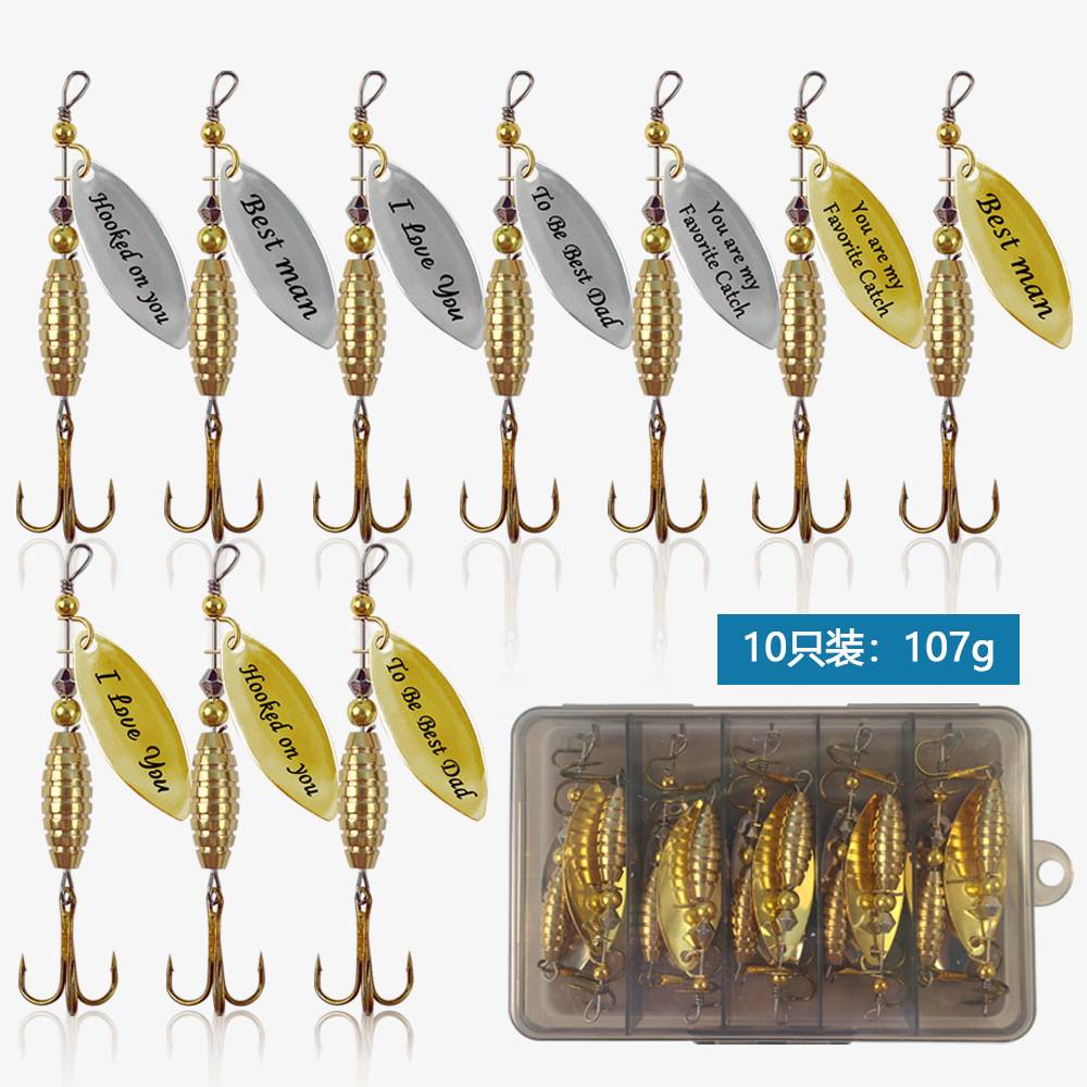 Father's Day Gift 10pcs/Set Spinner Lure Sliver&Gold With Treble Hook Metal Spoon Lure Hard Fishing Lure With Fishing Tackle Box