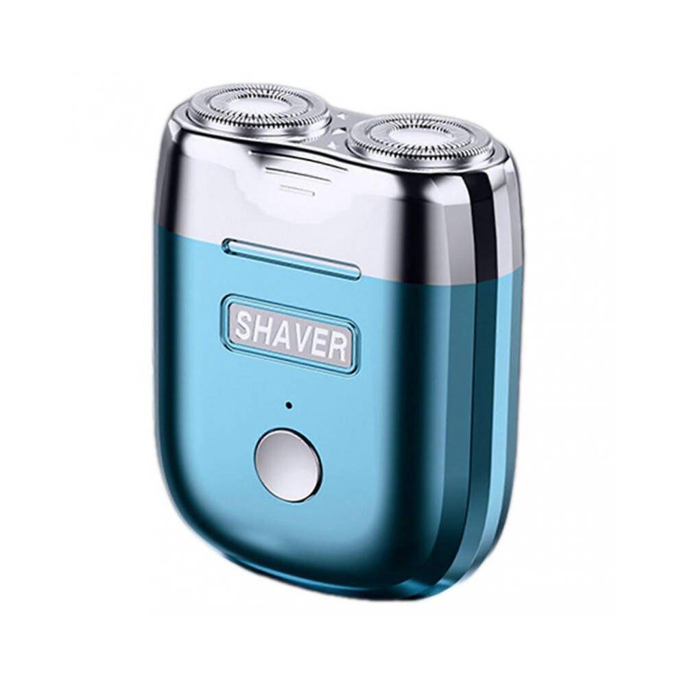 (Blue) Portable Dual Head Electric Shaver Rechargeable, Waterproof Mini Razor for Men, Ideal for Travel & Daily Use