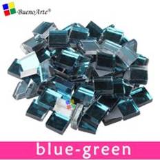 200g spegelglas kristall glänsande silverfärg 3/8 tum 10 x 10mm fyrkantiga silver diy dekoration spegel glasplatta - Biue-grön