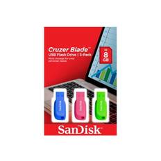 SanDisk Cruzer Blade - USB-Flash-Laufwerk - 32 GB - USB 2.0 - Blau, grün, pink (Packung mit 3)