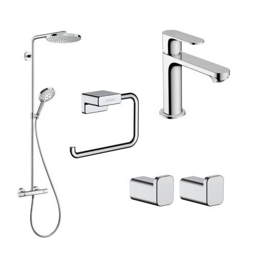 Hansgrohe pakke med Raindance brusesystem med vandhane og tilbehør, krom
