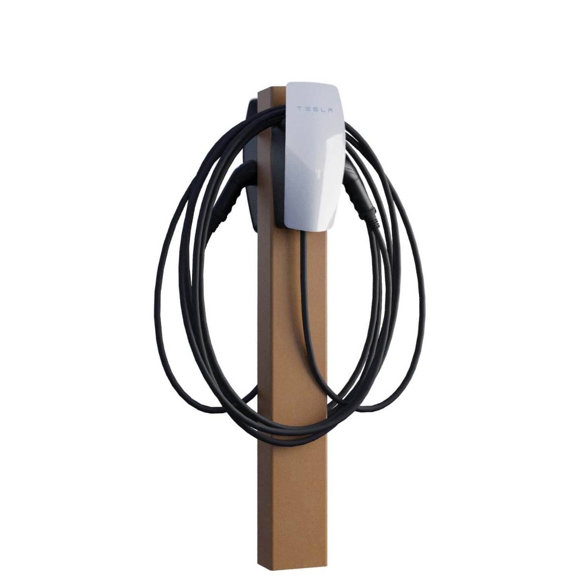 Dubbel laddstolpe för Tesla Wall Connector – Rostbrun RAL 8001 - Brun
