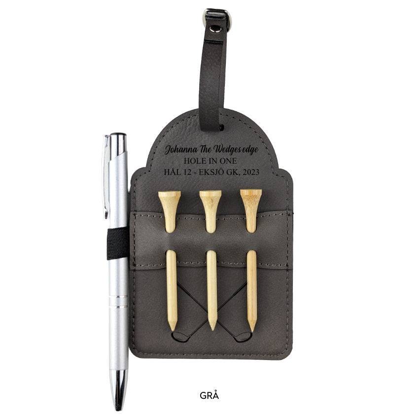 Pegghållare med gravyr - Golfklubbor, GRÅ
