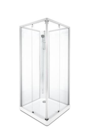 Showerama Classic brusekabine, 90x90 cm, aluminium profil, klart glas