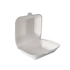 125 stk Hamburgeræsker med hængslet låg  7x15,5x18,5cm - Dobbelt Termobakke  XPS - Hvid
