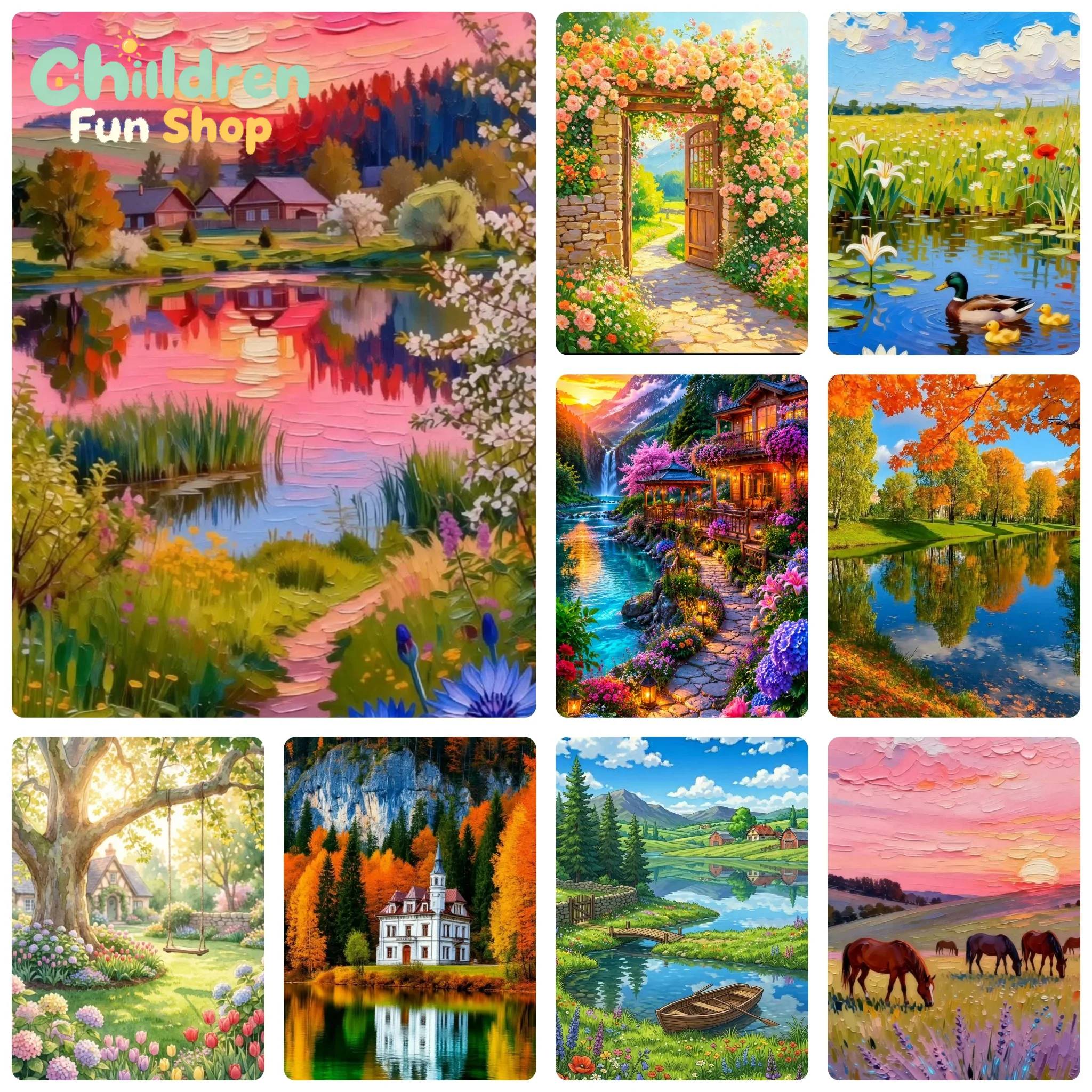 DIY 5D Diamond Painting, Style Country Landscape Art, Hobby Craft For Home Wall Decor, Ideal Gift For Art Lovers,No Frame