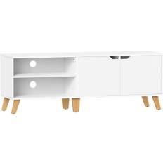 TV-bord med skab Retro Passer til TV op til 65 tommer, Hvid 140 x 50 x 40 cm