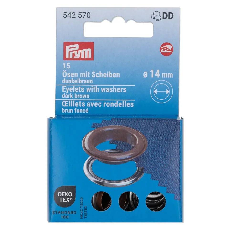 Prym Snøreringe/Sejlringe Ø14mm (Brun/sølv).