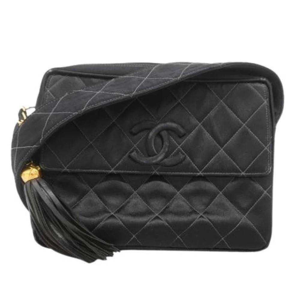 Chanel Vintage Pre-owned Satin Skuldertaske - Vintage - Dame - Sort - ONE SIZE - Uld