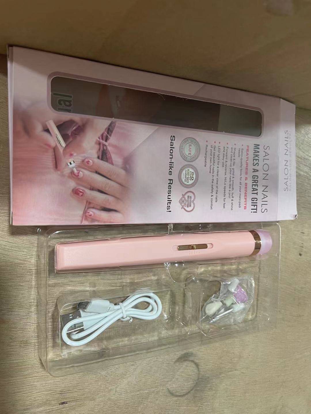Cross-border Nail Piercing Device Electric Nail Trimmer Five-in-one Nail Polishing Machine Nail File Flawless Nail Polish - Fresh Pink