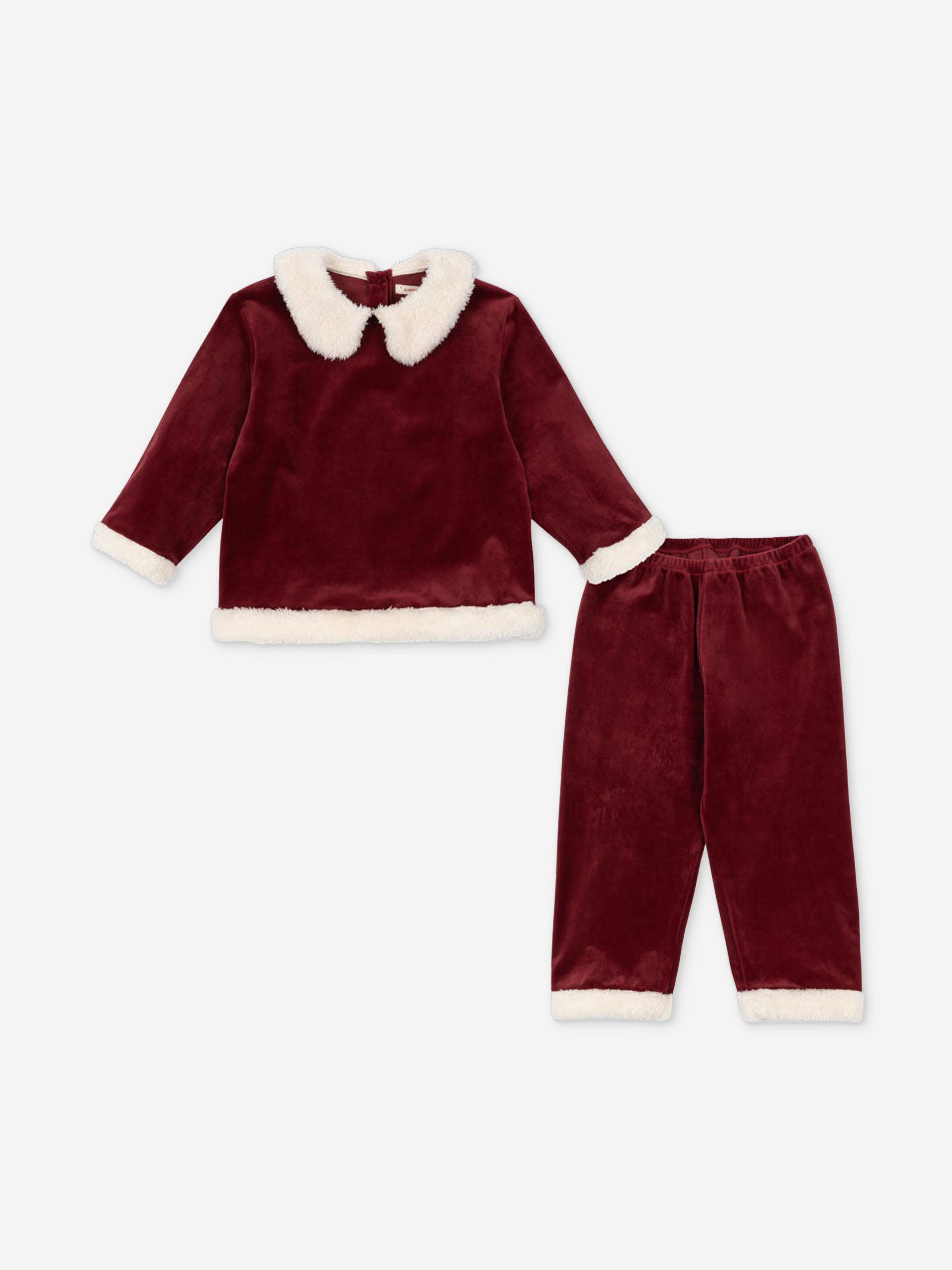 Konges Sløjd Girls Velvet Christmas Trouser Set in Red - Red / 9 - 12 Mths (9 - 12 Mths)