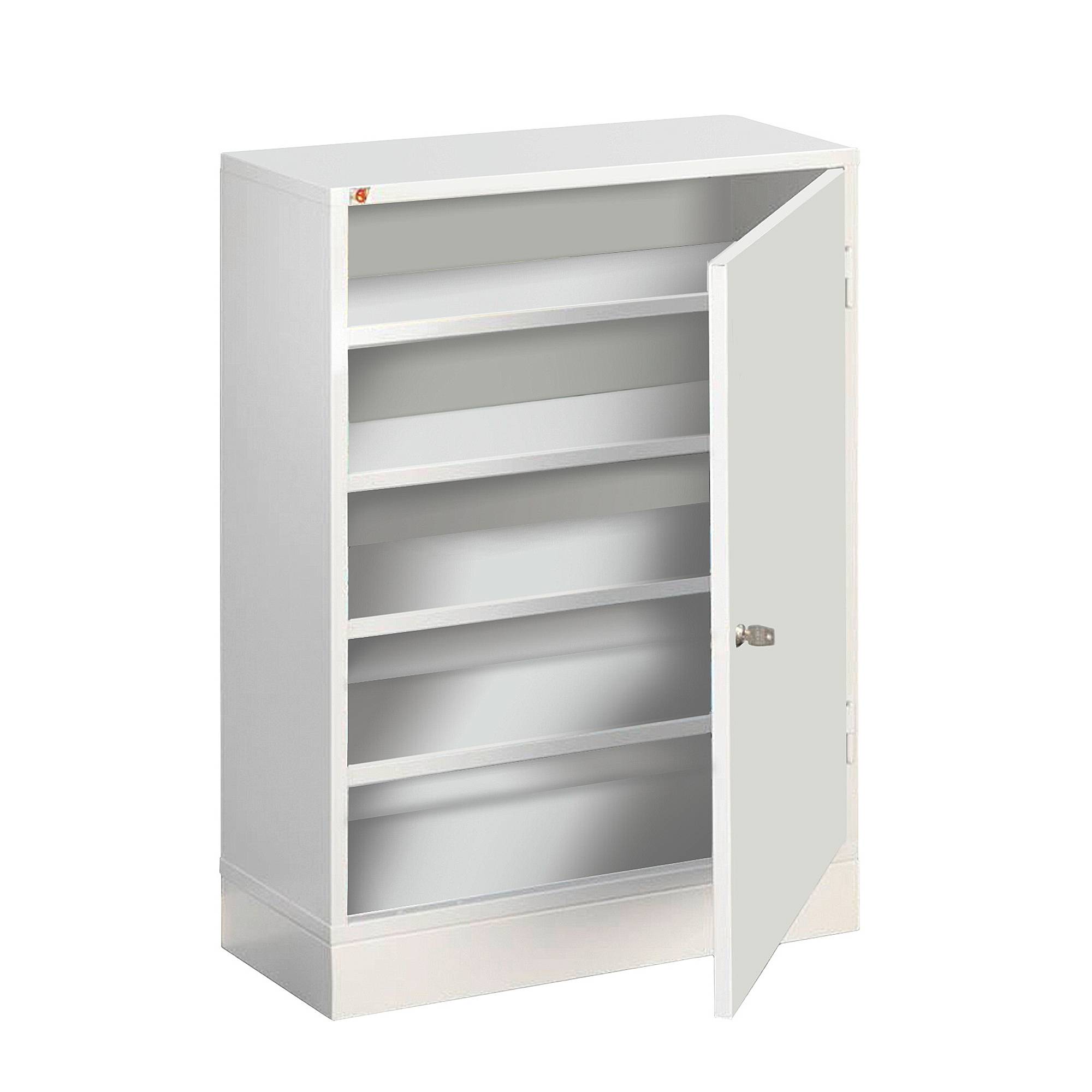 Förvaringsskåp SERVE, med 4 hyllplan, 800x660x275 mm, vit