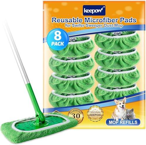 KEEPOW 8er Bodentücher für Swiffer Bodenwischer – waschbar, mit Waschbeutel