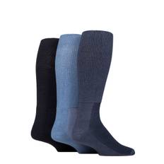 Mens and Women's 3 Pair Iomi Footnurse Cushion Foot Bamboo Diabetic Knee High Socks Denim 12-14 Unisex - Blue