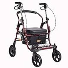 Aluminium rullator med hjul vikbar lätt justerbar, med säte ryggstöd promenadram för äldre promenader mobilitetshjälp promenadhjälp lofty ambition