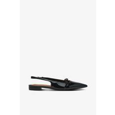 Bianco - Slingback Biabari Pointy Flat Slingback Faux Leather - Sort