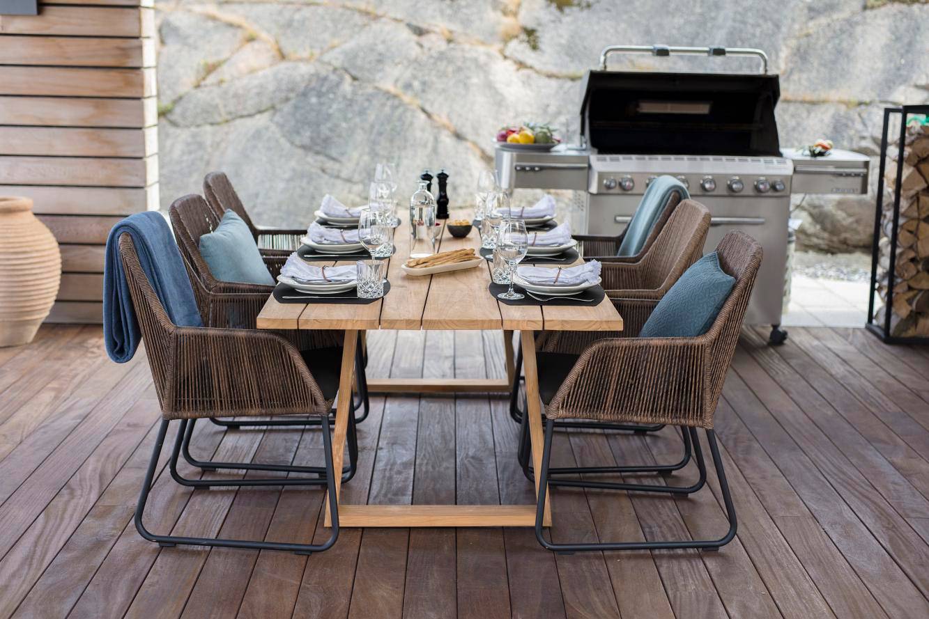 Laurion & Midway matgrupp teak/konstrotting 230
