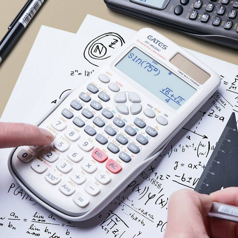 Varumärke fx -991es- c original vetenskaplig kalkylator 471 funktioner för skolkontor två sätt ström solenergi och batteri för kontor - Vit