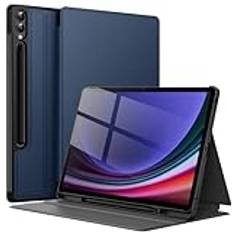 JETech Fodral för Samsung Galaxy Tab S10 Plus/Tab S9 Plus 12,4 Tums med S Pen Pennhållare, Smal Folio Stativ Skyddande Tablet Skal Case, Flera Betraktningsvinklar (Marinblå)