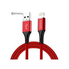 AMORUS - Lightning 8pin Nylon USB-Kabel data/sync - iphone/iPad - Röd