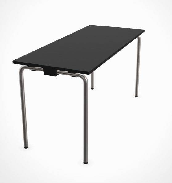 Tube Basic Square Foldebord - Flere størrelser og farver! L:140 x B:80 cm Sort Linoleum Krom.