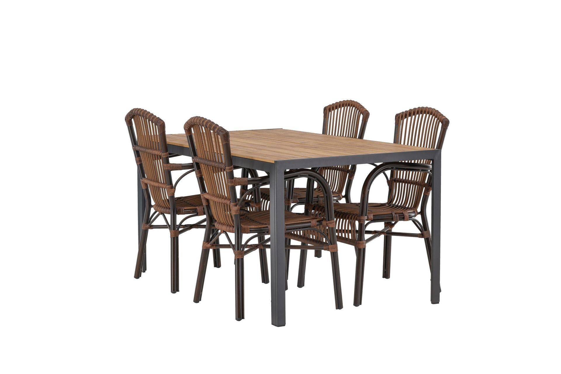 Venture Home Break Matgrupp 150 cm + 4 st Galera Karmstolar Brun - Brun Matgrupper utomhus