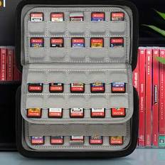Hård skyddsväska Hållare Box för att lagra upp till 80 spelkort/SD-kort som är kompatibla med Switch eller PS Vita - Svart (En-Storlek)