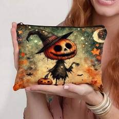 1pc Blox Fruits Pumpkin Head Cosmetic Bag - Halloween Gaming Makeup Pouch With Zipper Closure, Lightweight Travel Organizer For Blox Fruits Fans, Birt - Multicolor - Figure 1,Figure 2
