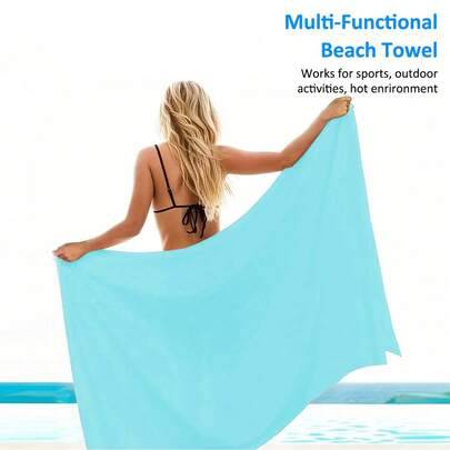 1 st/2 st dubbelsidig snabbtorkande handduk i mikrofiber, sport- och fitnesshandduk, ljusblå, absorberande, fukttransporterande, sandavvisande, bärbar (L,XL,XXL,80x130 cm,50x110 cm,XXXL(80X180cm),2st (40x80cm),40X80CM+76X152CM,2st (60x122cm))