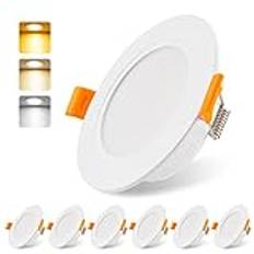 Infälld LED-spotlight extra platt 230 V 5W set med 6, infälld taklampa LED-spotlight 3000/4000/6000K, IP54 takspotlight för badrum, vardagsrum, kök, sovrum