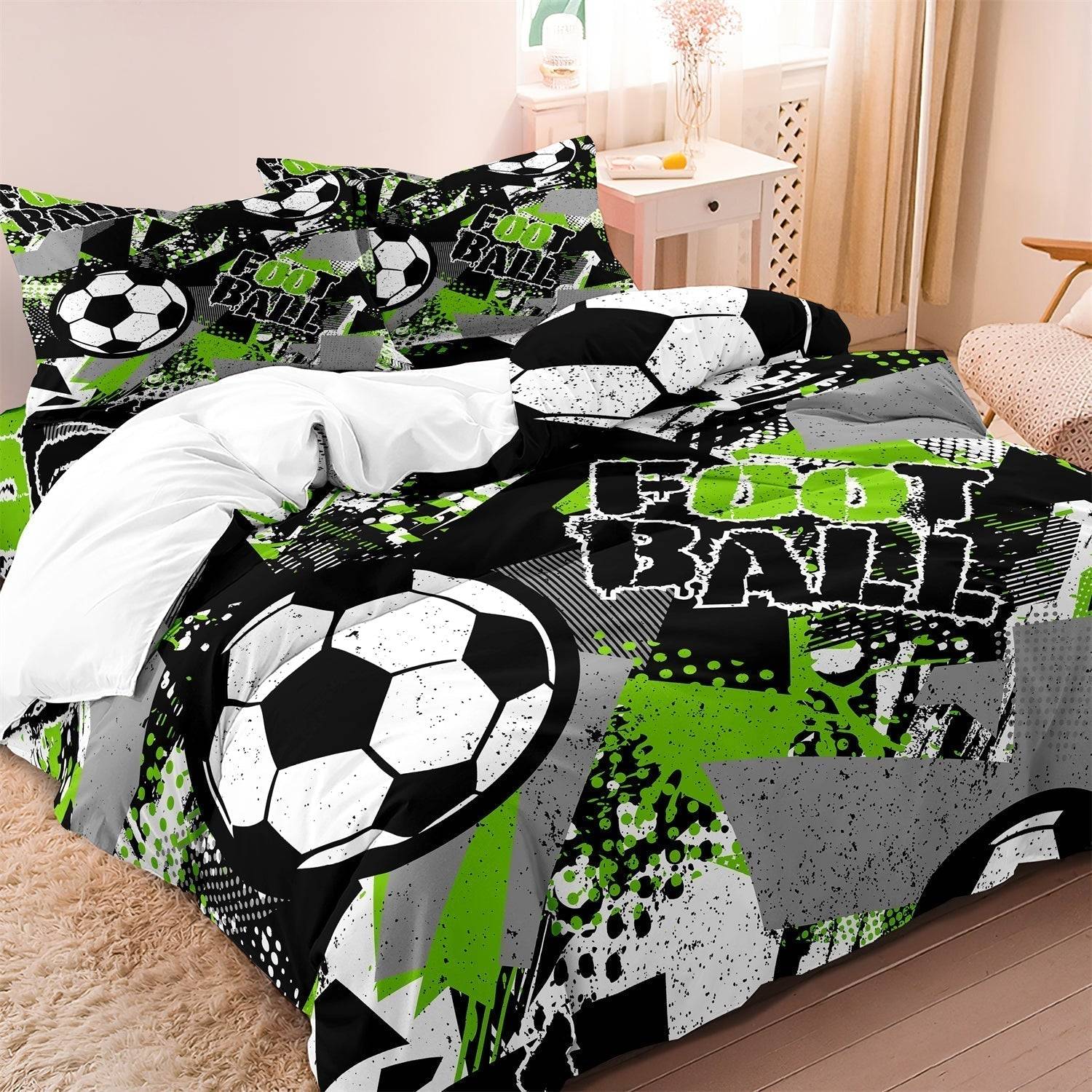 Fotbollsäventyr Barnsängset – Stiligt & Bekvämt - 240 x 220 cm (inkl. 2 kuddfodral)
