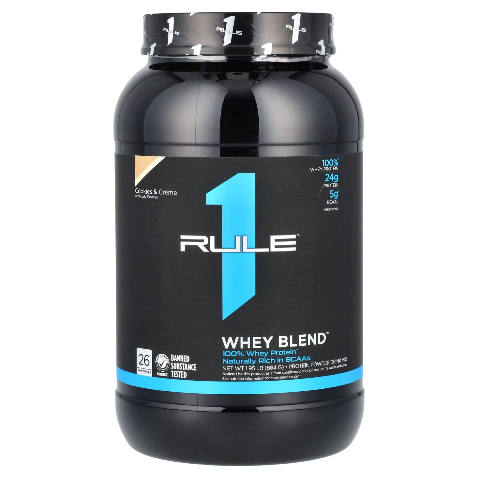 Rule One Proteins, Whey Blend, Protein Powder Drink Mix, Cookies & Cream, 1.95 lbs (884 g)