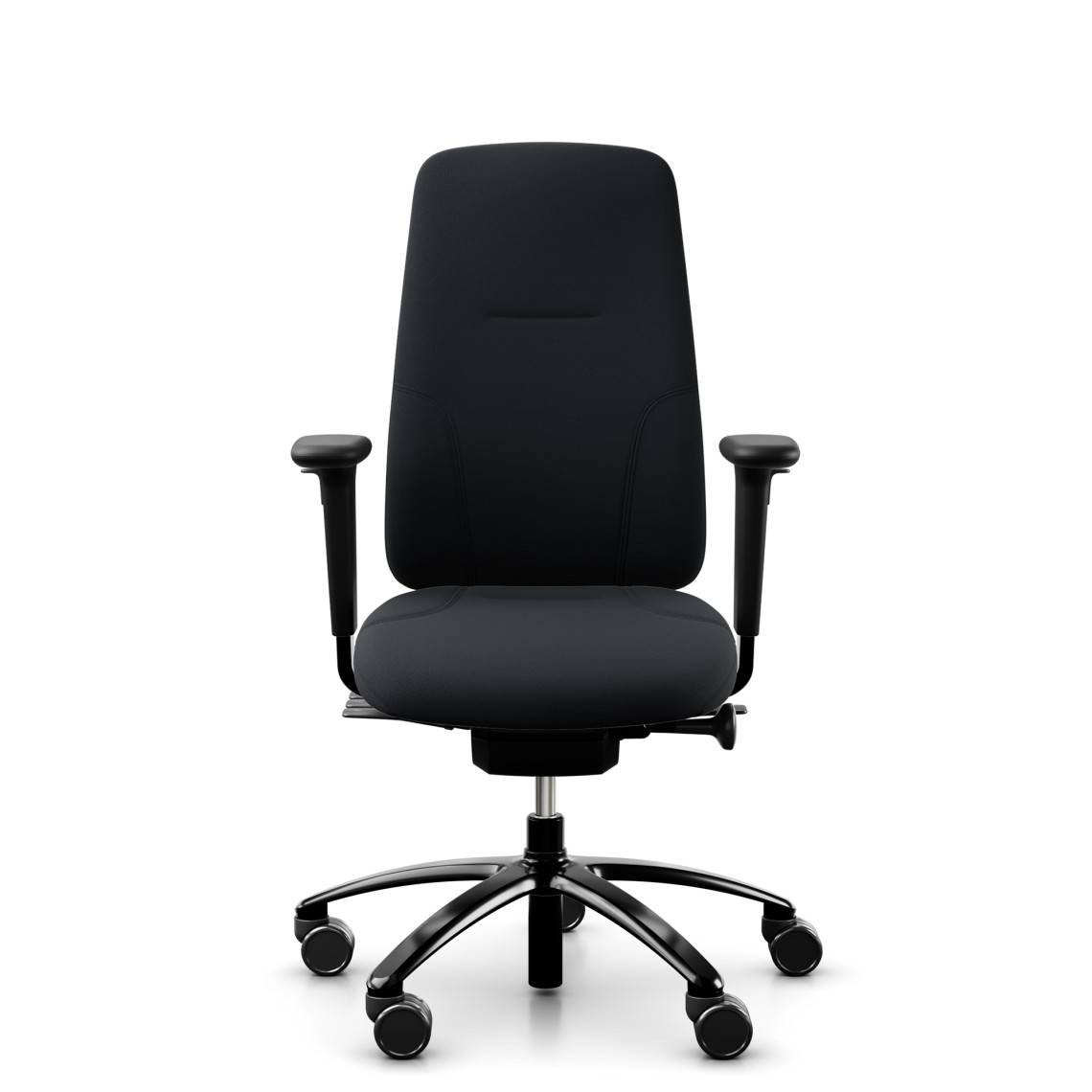Ergonomisk kontorstol RH Logic 220, Stof Black (Select SC60999), Nakkestøtte Nej, Armlæn Ja, Valg af hjul Hjul til hårde gulve.