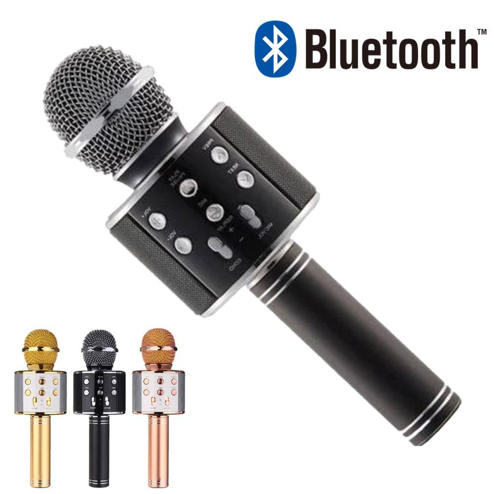 Ws858 bluetooth mikrofon handhållen trådlös karaoke mikrofon telefon spelare mikrofon högtalare spela in musik ktv mikrofon för iphone pc - Rosa guld