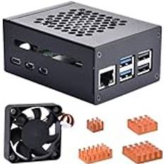 GeeekPi metallfodral för Raspberry Pi 5, stöd för PCIe M.2 NVMe SSD Shield Top X1001 / X1000 / N04 /N05 & Raspberry Pi 5 Active Cooler