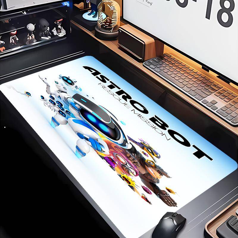 Astro Bot Tema Premium Halkfri Musmatta med Sydda Kanter, Slitstarkt Gummimaterial, för Skrivbord & Spel, Bra Gåvor
