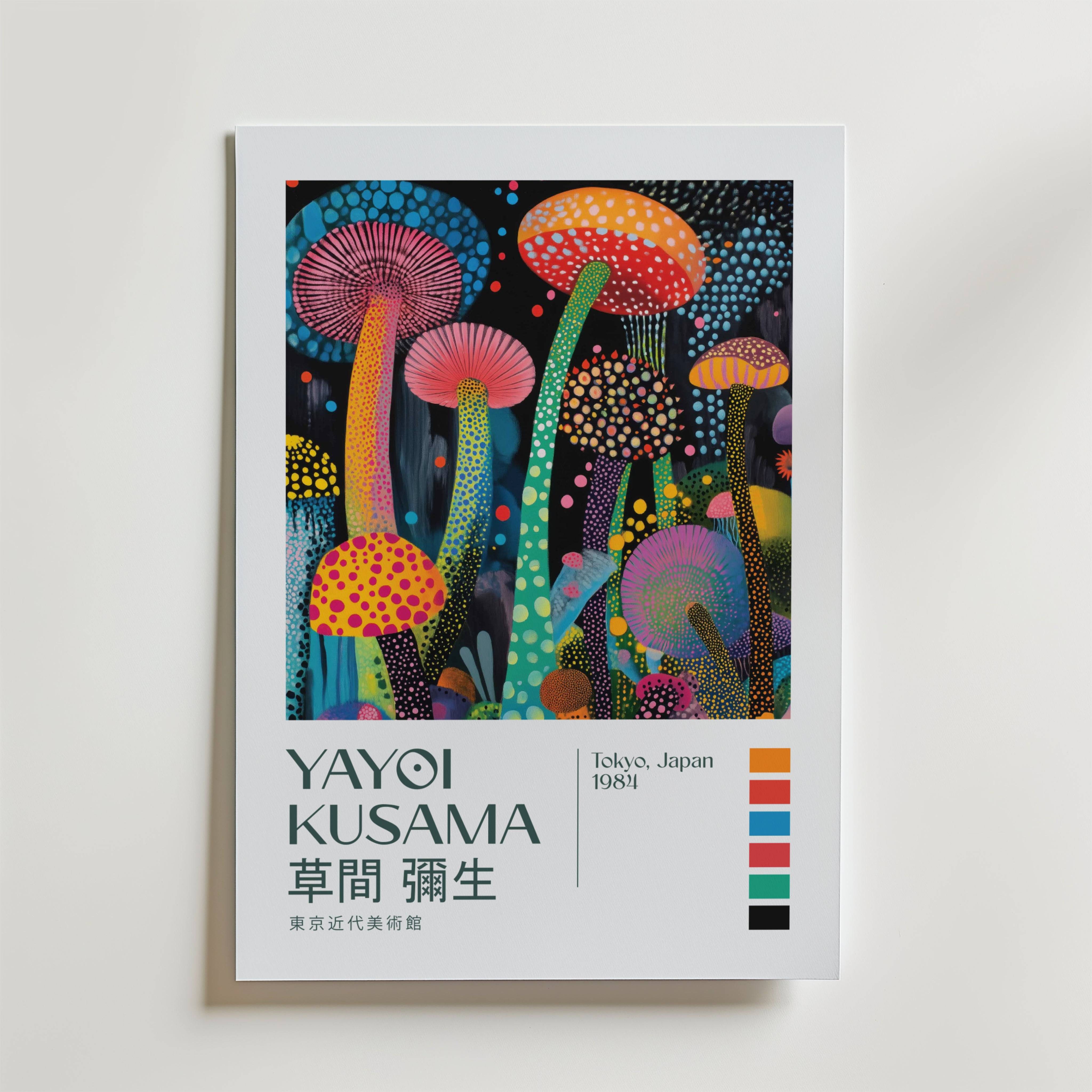 Yayoi Kusama Psychedelic Mushroom Garden Poster - Fine Art Poster 21x30 cm