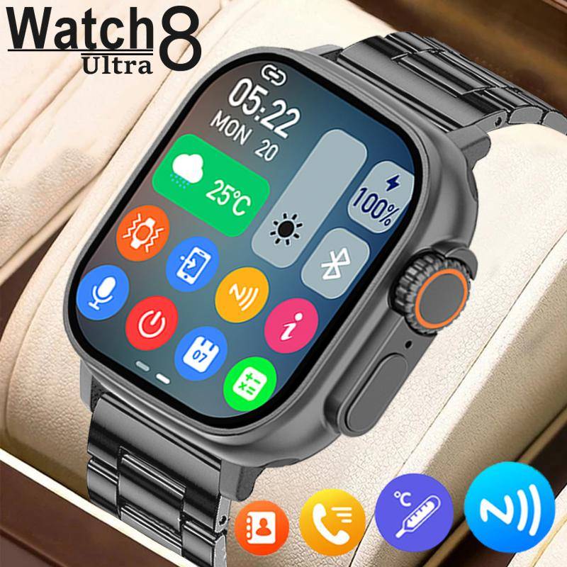 2023 Ny Smart Watch Body Temperature Ultra Series 8 NFC Smartwatch Trådlös laddning Bluetooth Call Men orange