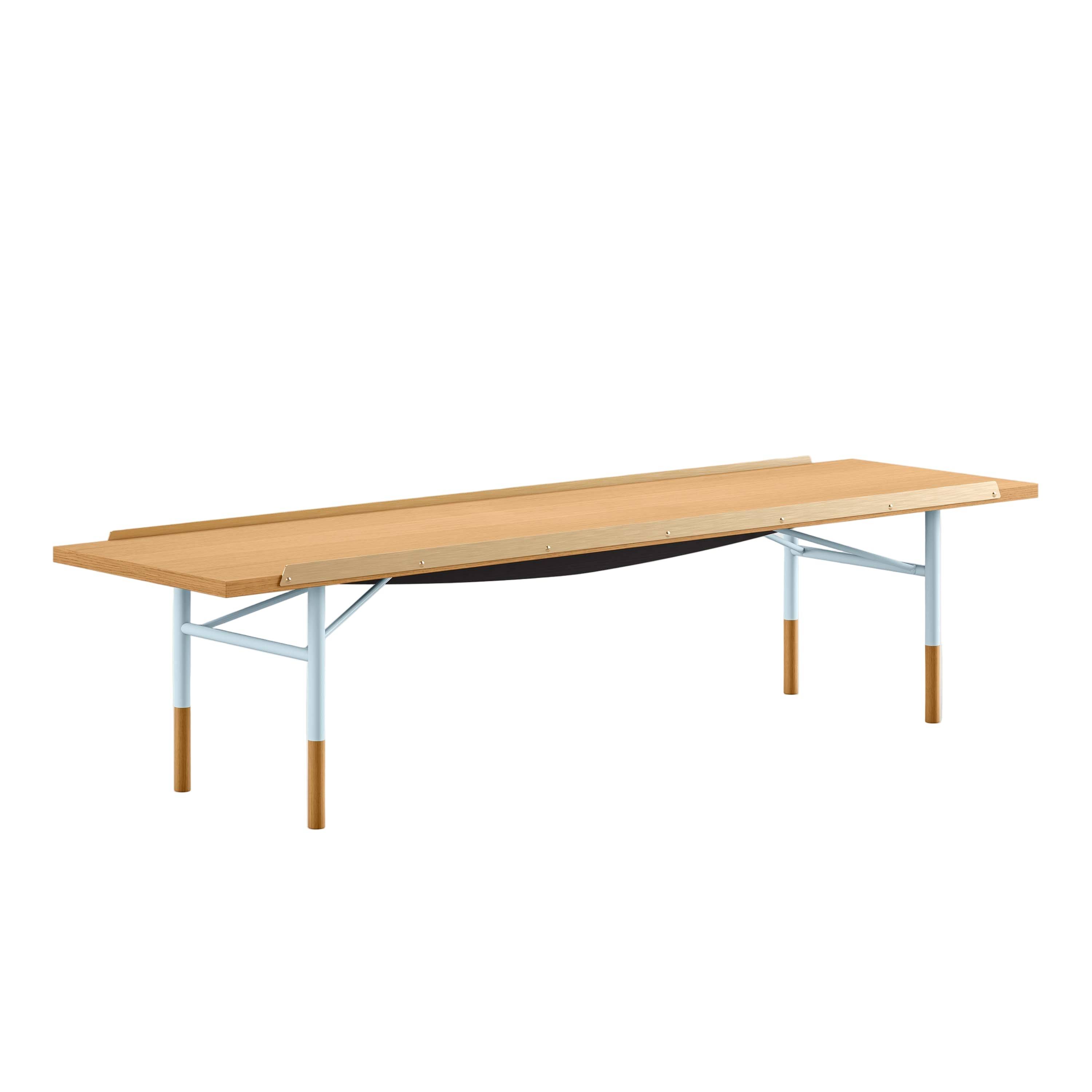Bordbænk, lys blå stel af Finn Juhl Eg olie / 112cm - Jacobsen Plus