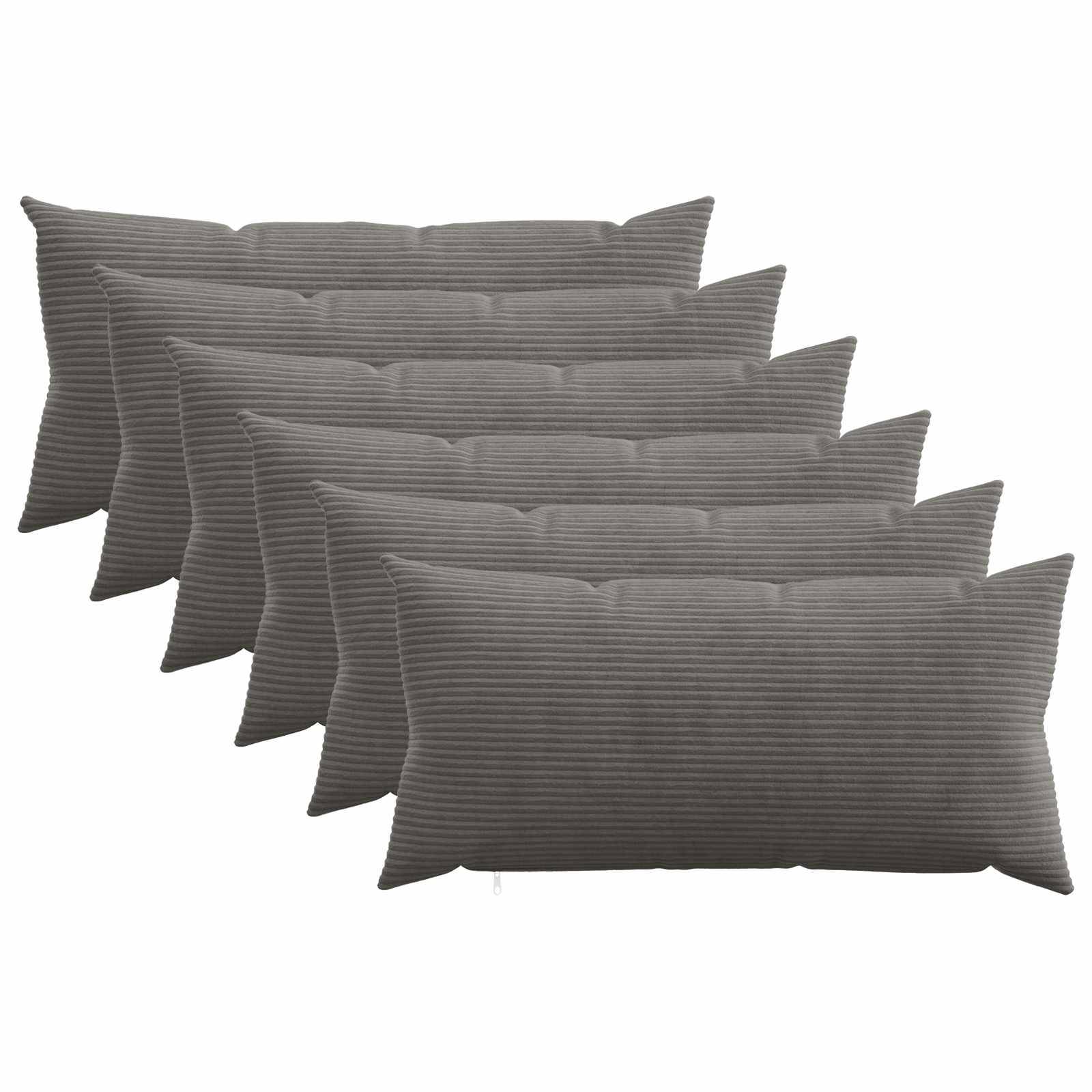 vidaXL Pudebetræk 6 pcs HEERLEN Mørkegrå 40 x 80 cm cordfløjl