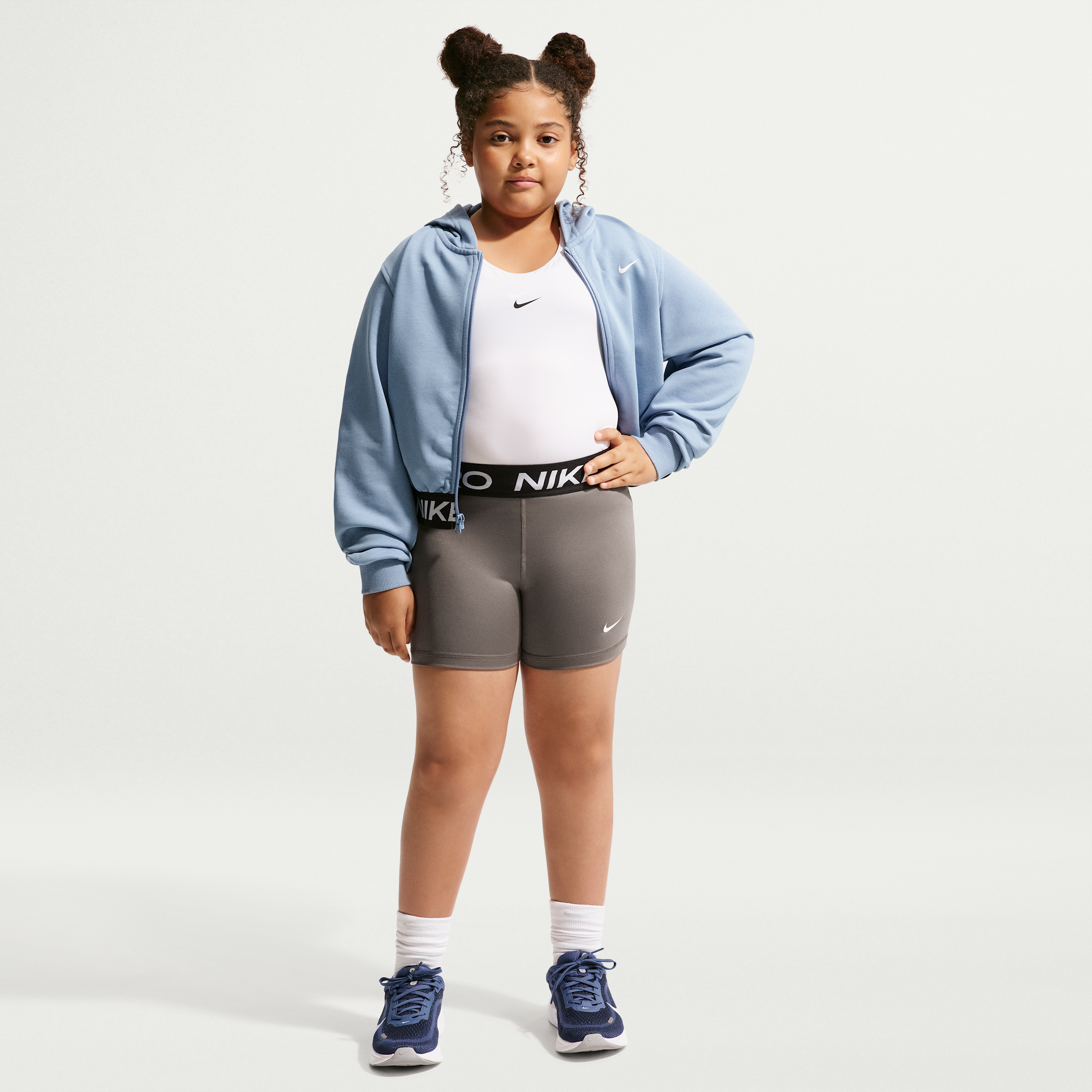 Nike Pro Dri-FIT-shorts (udvidet størrelse) til piger - grå