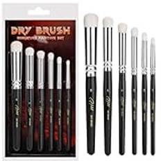 HOTUT Drybrush set för miniatyrmålning, 6 storlekar masterklass drybrush-set, hobbyborstset, drybrush-set för Warhammer 40k, miniatyrer citadellmodell målarborstar för DND miniatyrer