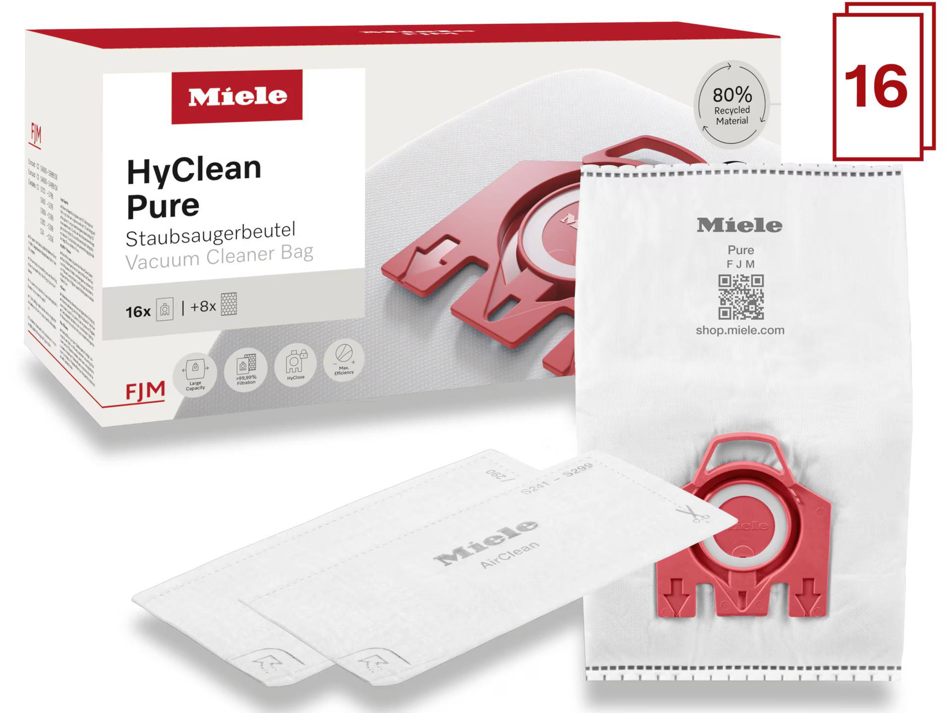 Miele Støvsugerposer PURE - FJM - 16 poser (4 pakker)