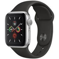 Apple Watch Series 5 (2019) | 44 mm | Rustfrit stål | GPS + Cellular | sølv | Sportsrem sort