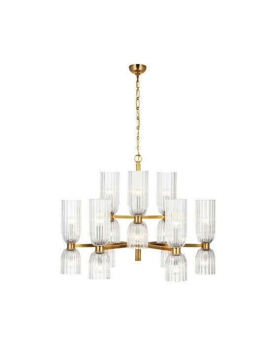 Visual Comfort Asalea takkrona dubbel antik mässing - Guld / Brun (H: 69,8 x B: 86,4 cm)