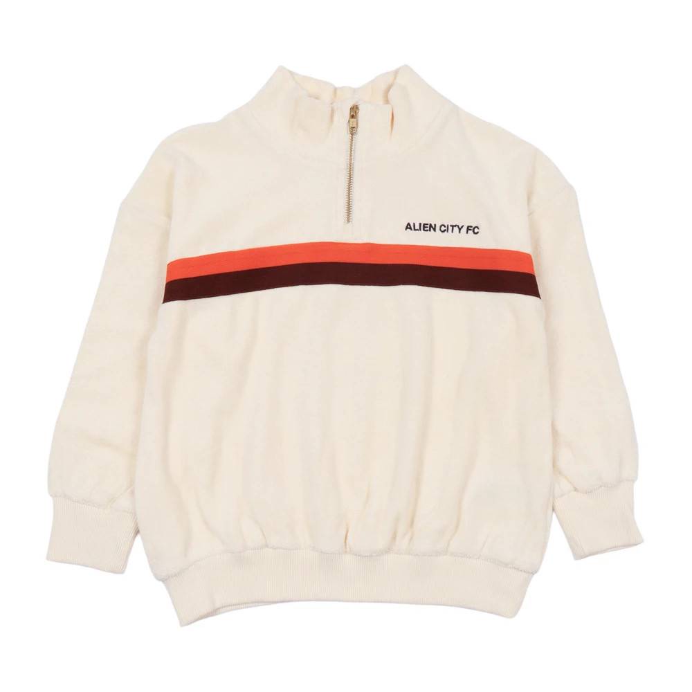 Mini Rodini Alien City FC Half Zip Sweatshirt - Sweatshirts - Herre - Hvid - 146 CM - Bomuld