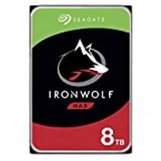 Seagate IronWolf, NAS-intern hårddisk 8 TB, 3,5 tum, 7 200 varv/min, 256 MB cache, SATA 6 GB/s, silver, inkl. dataredningstjänst, FFP, inkl. 3 års Rescue Service, modellnr. : ST8000VNZ022