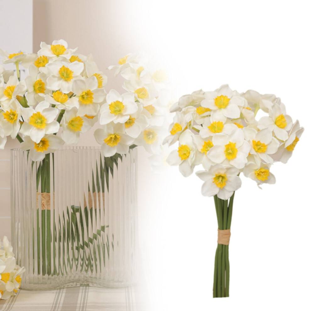 Uclet Kunstige blomster Kunstige påskeliljeblomster 16 tommer lange silkeblomster til dekoration af blomsterbuketter til familiefester, bryllupper
